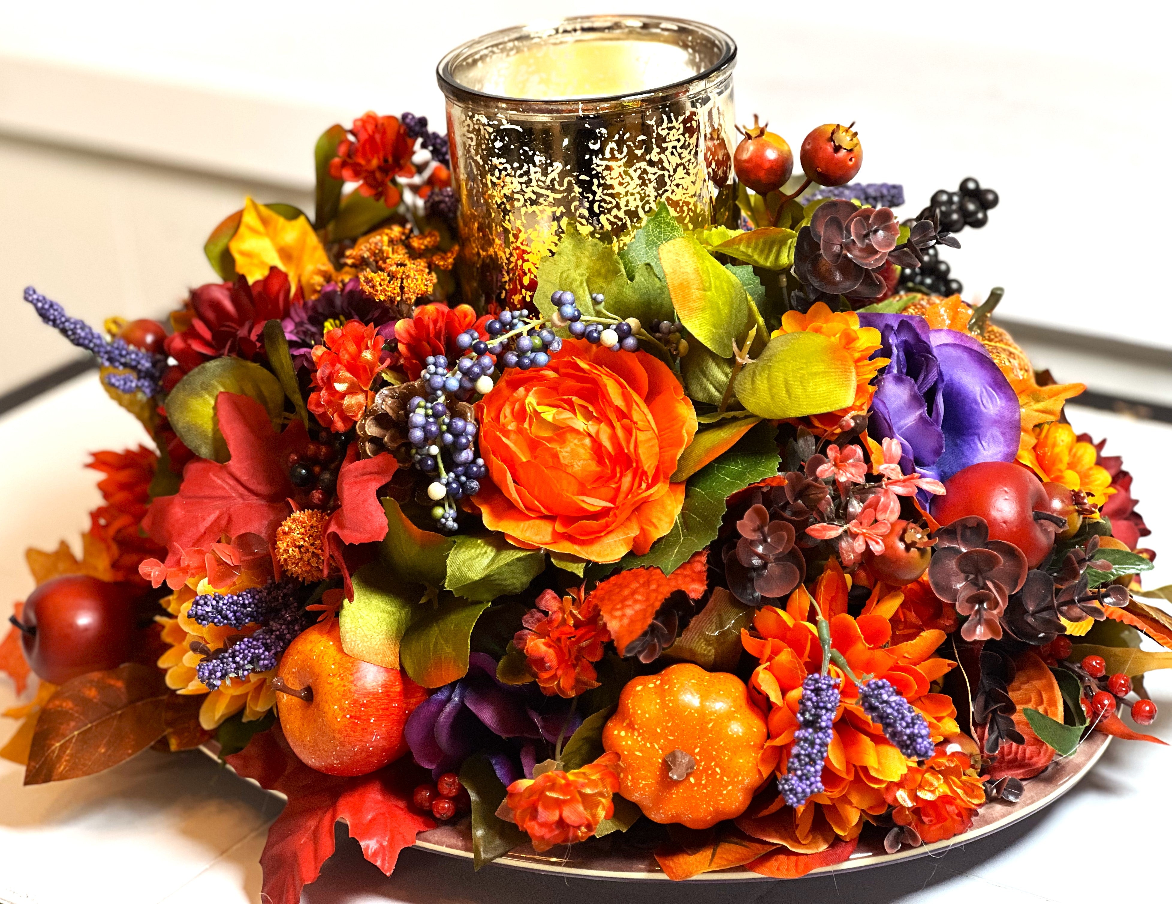 Give Thanks Centerpiece, Fall Season, 20"L X15"W X 12" Oblong