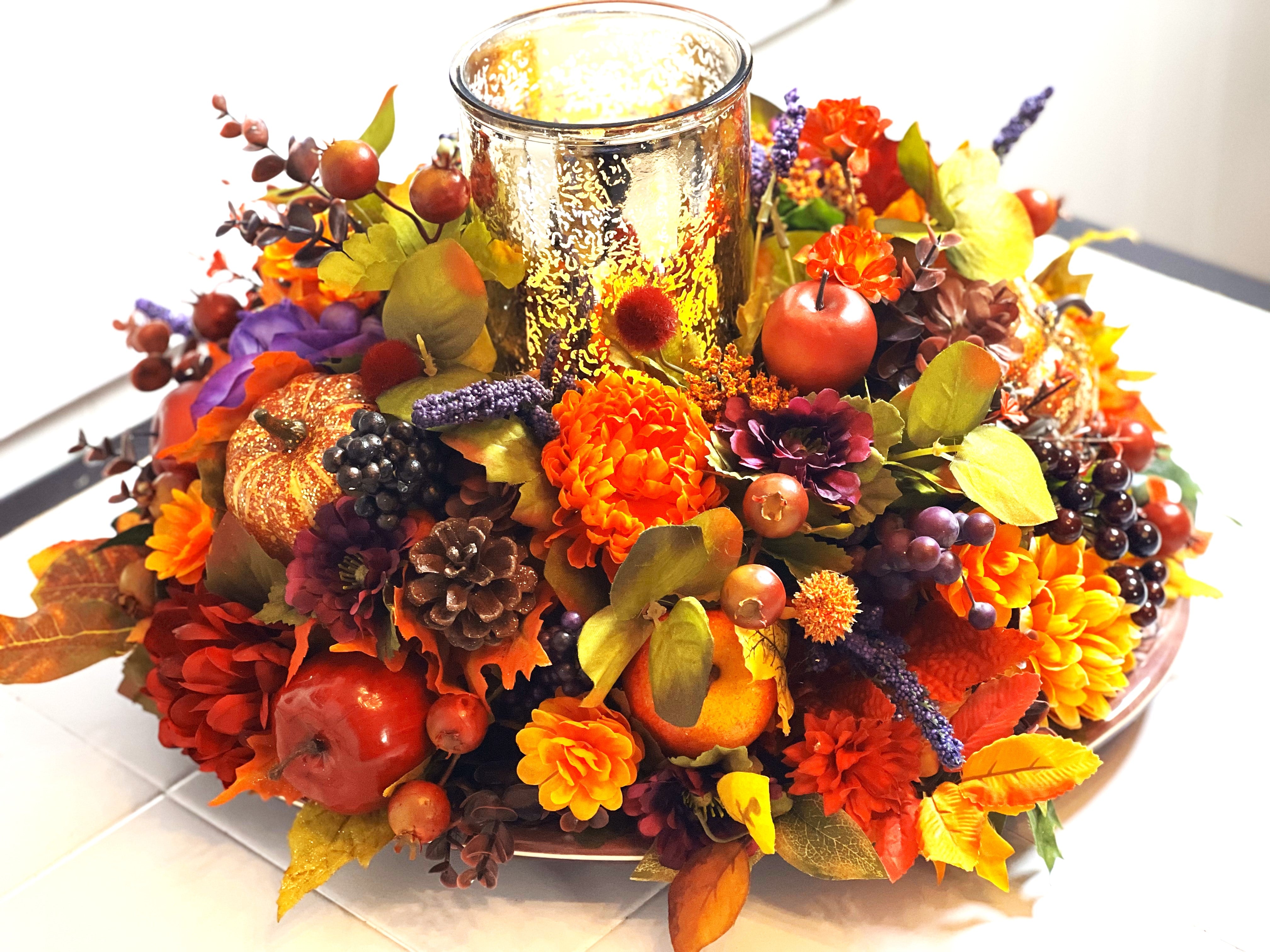 Give Thanks Centerpiece, Fall Season, 20"L X15"W X 12" Oblong