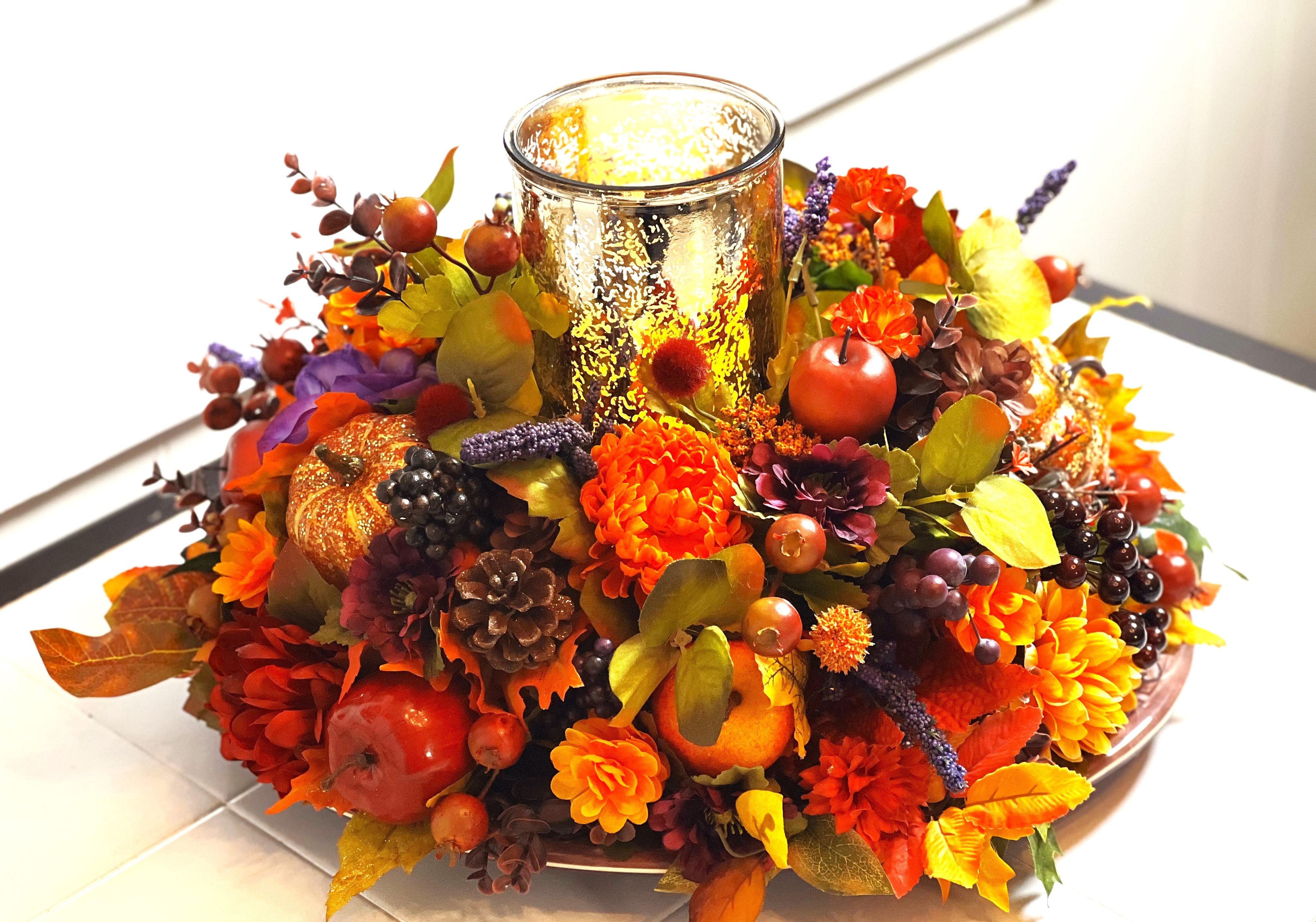 Give Thanks Centerpiece, Fall Season, 20"L X15"W X 12" Oblong