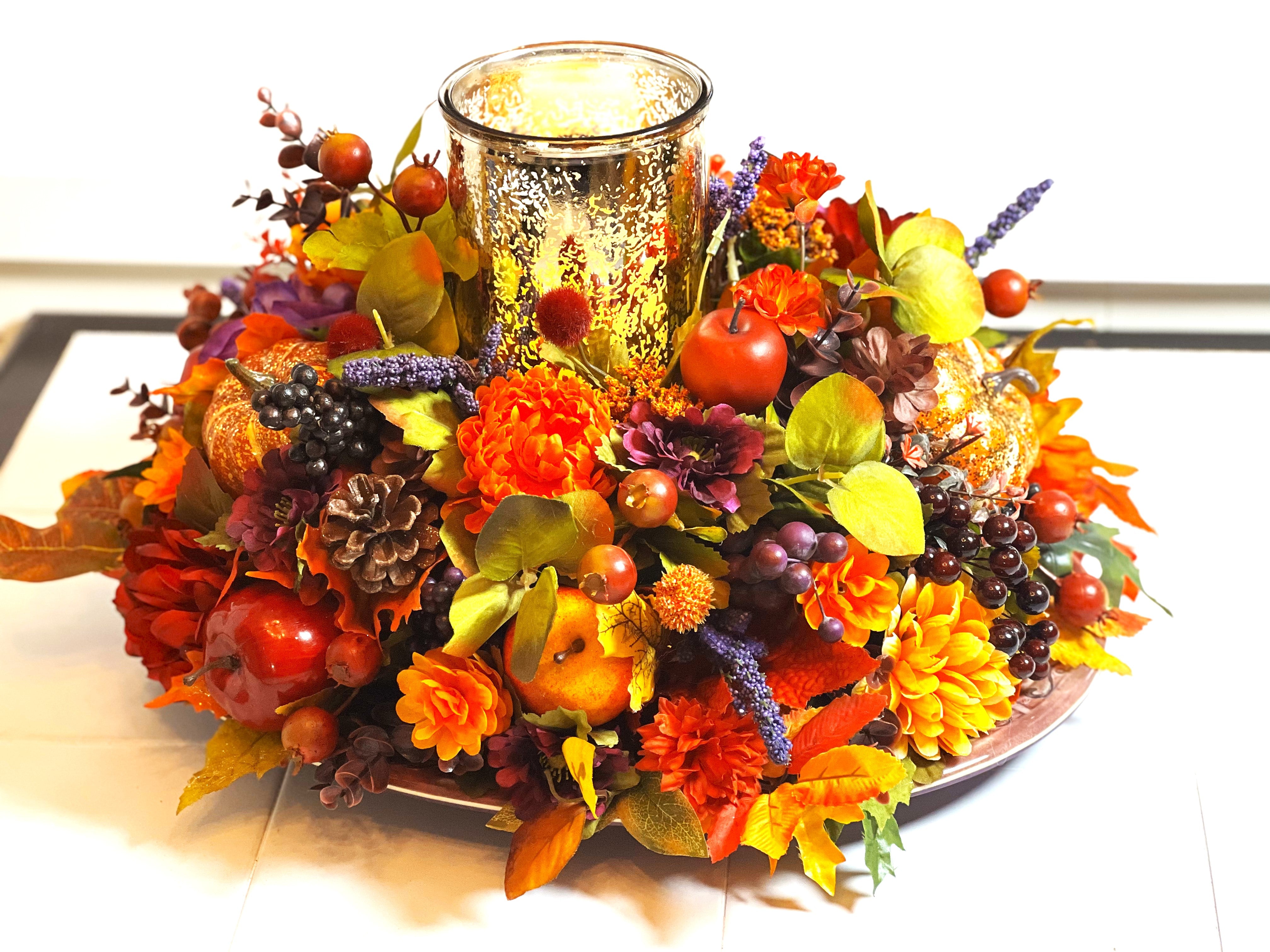 Give Thanks Centerpiece, Fall Season, 20"L X15"W X 12" Oblong