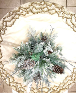 Stunning Gold Christmas Beaded Mist Tree Skirt 54" Round