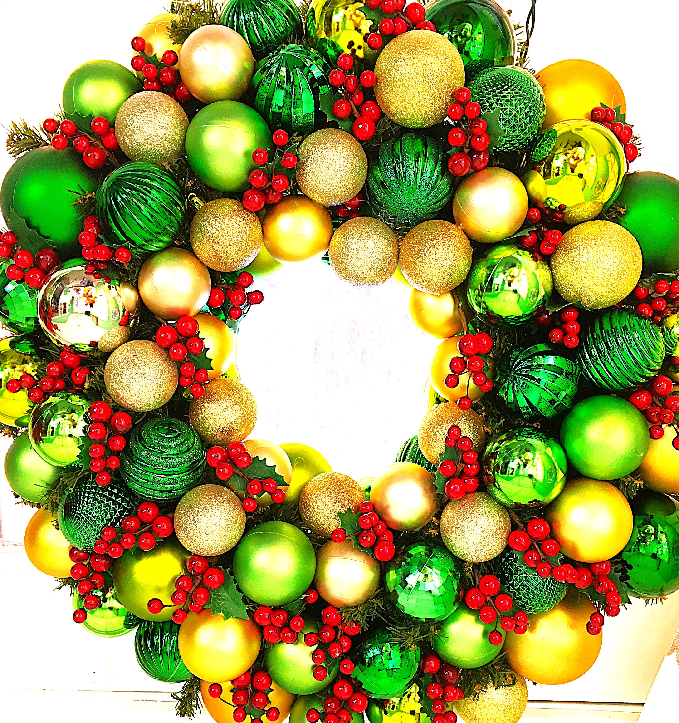 Pre-Lit Artificial Christmas Ornament Wreath with Red Berry - 9 Light Options 25" Diameter