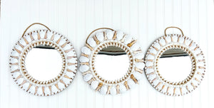 Seashell Mirror, Set of 3- 14 Inch Round With 8 " Mirror