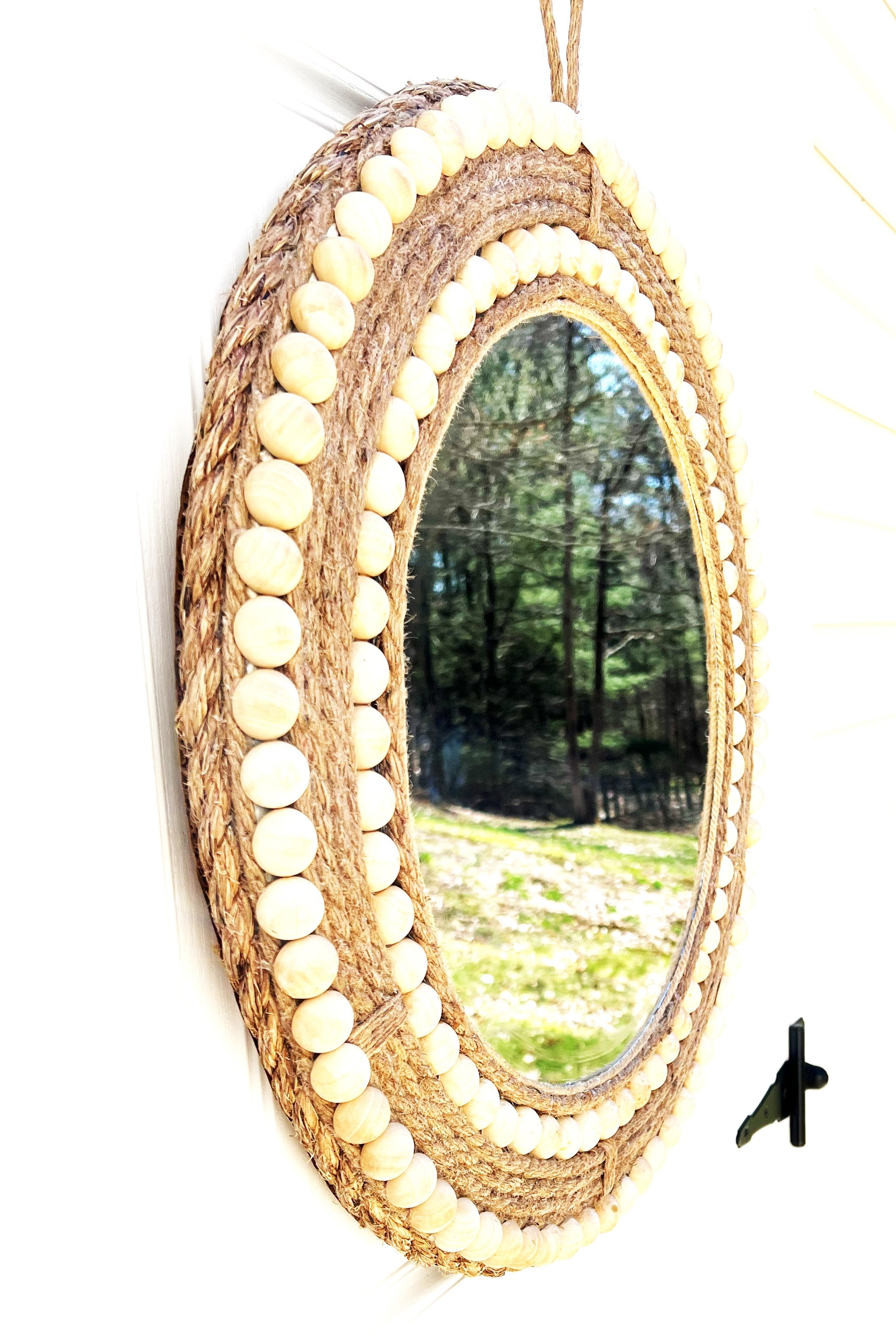 Rustic Mirror-24" Round With 16 Inch Mirror Reflection