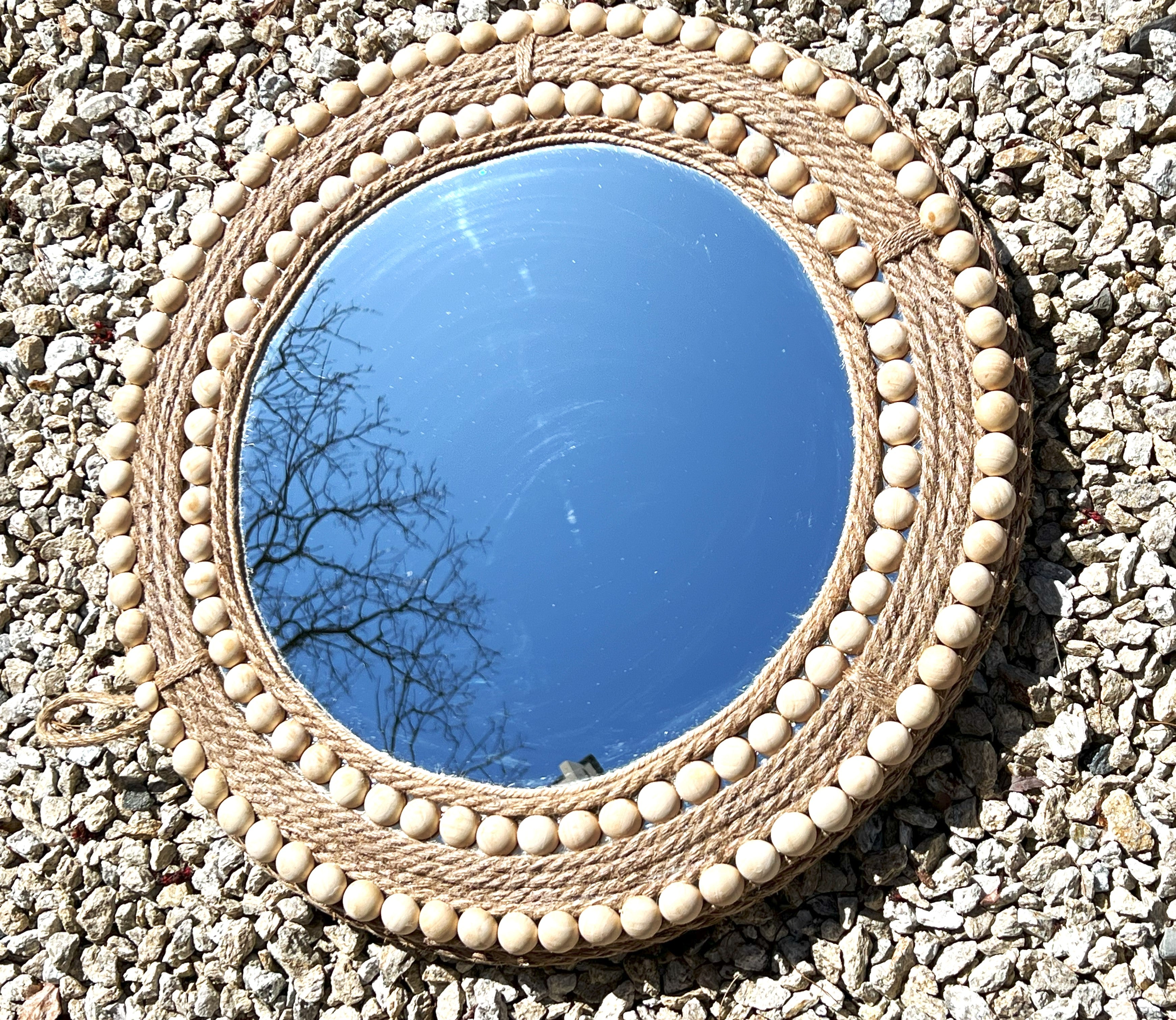 Rustic Mirror-24" Round With 16 Inch Mirror Reflection