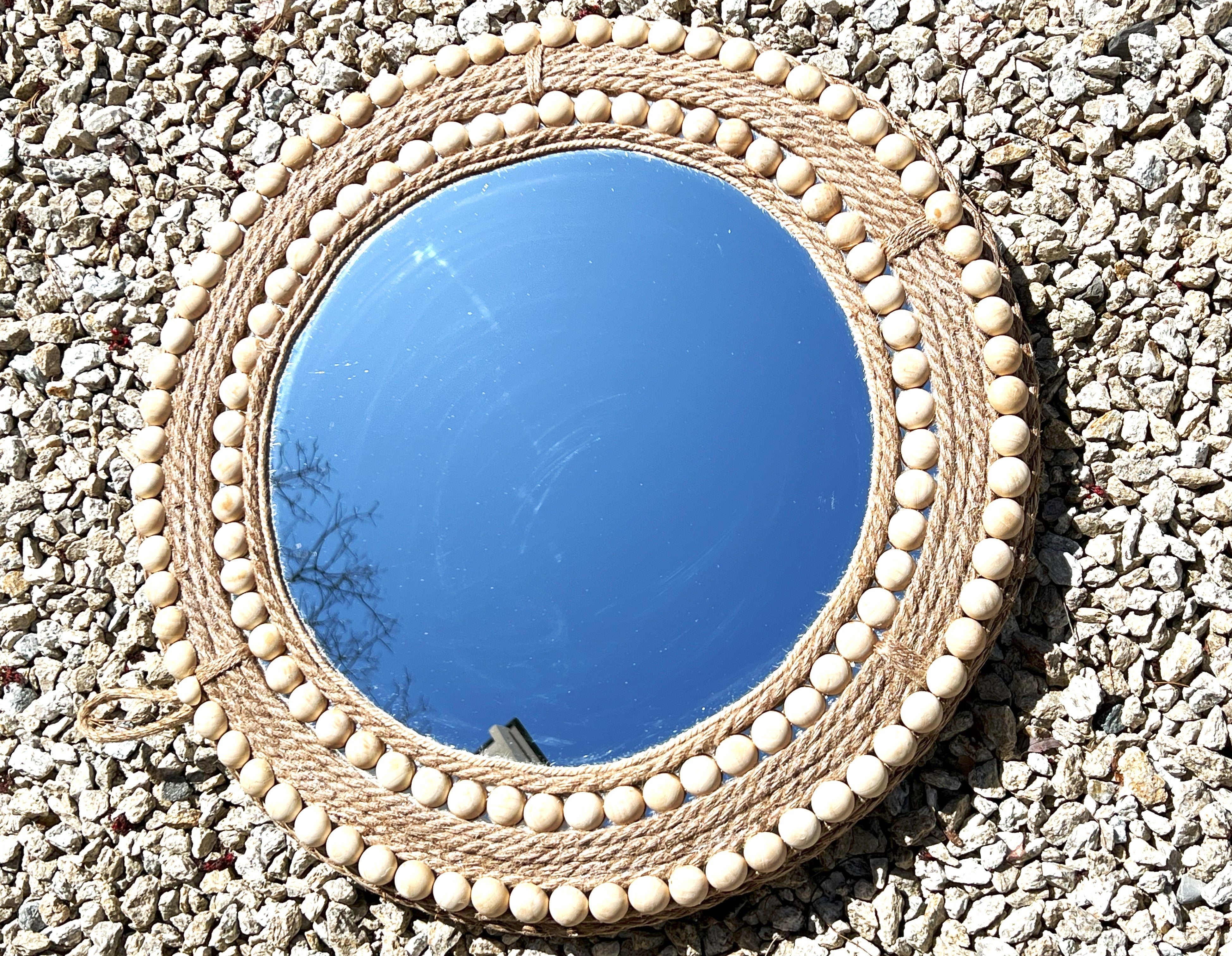 Rustic Mirror-24" Round With 16 Inch Mirror Reflection