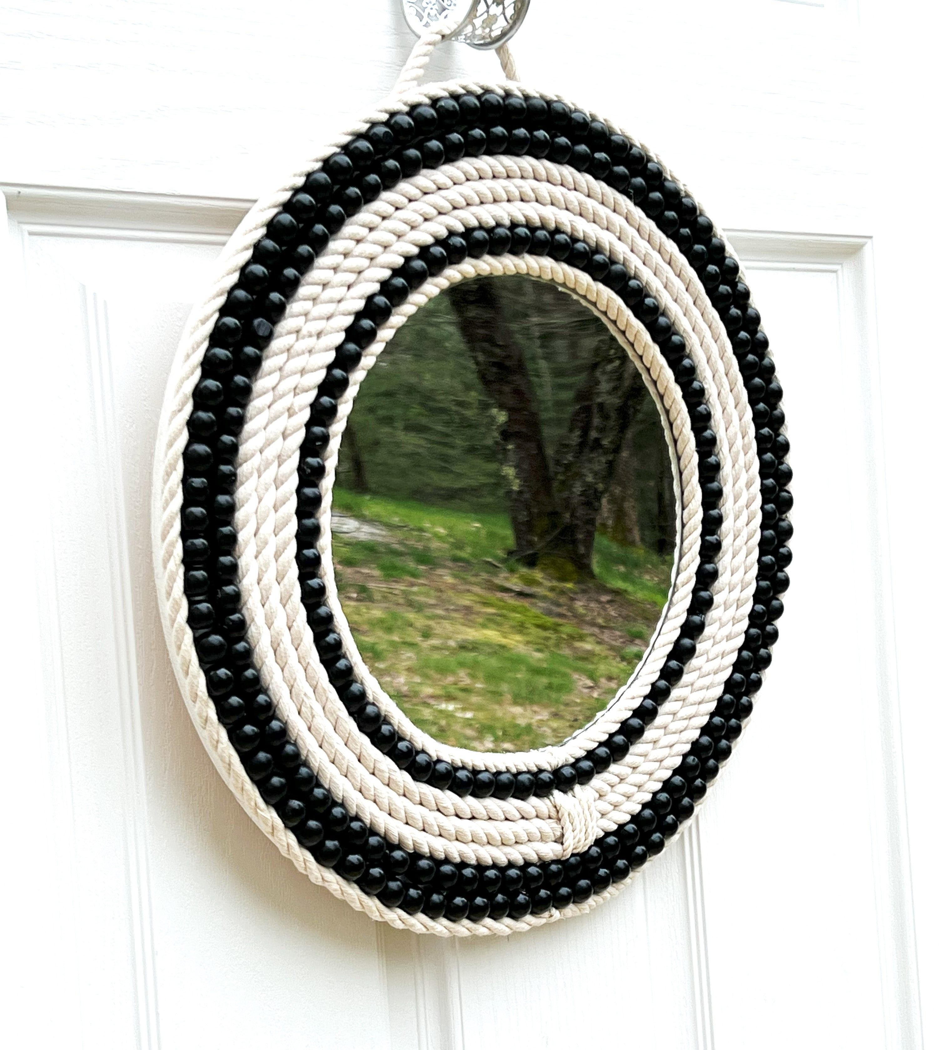 Boho Wall Mirror- 18 Inch Round Mirror -10" Coastal Mirror