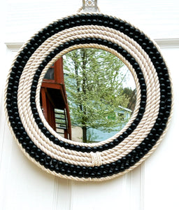 Boho Wall Mirror- 18 Inch Round Mirror -10" Coastal Mirror