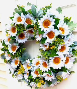 Gerber White Sunflower Wreath-Spring-Summer-28 Inches Diameter