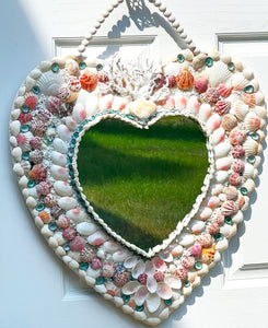 Heart SeaShell Mirror-24" L X 22" W X 12" Heart Mirror