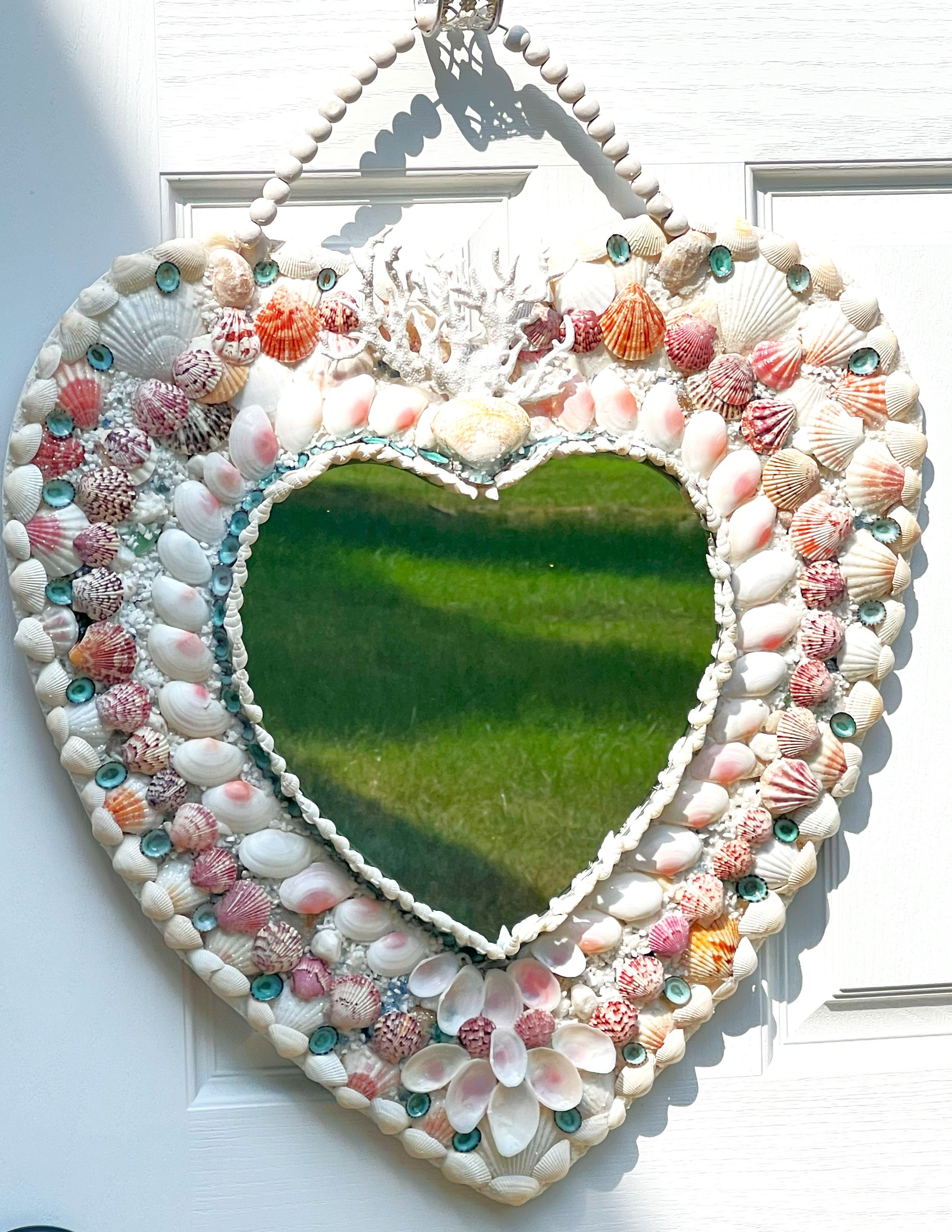 Heart SeaShell Mirror-24" L X 22" W X 12" Heart Mirror