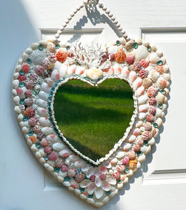 Heart SeaShell Mirror-24" L X 22" W X 12" Heart Mirror