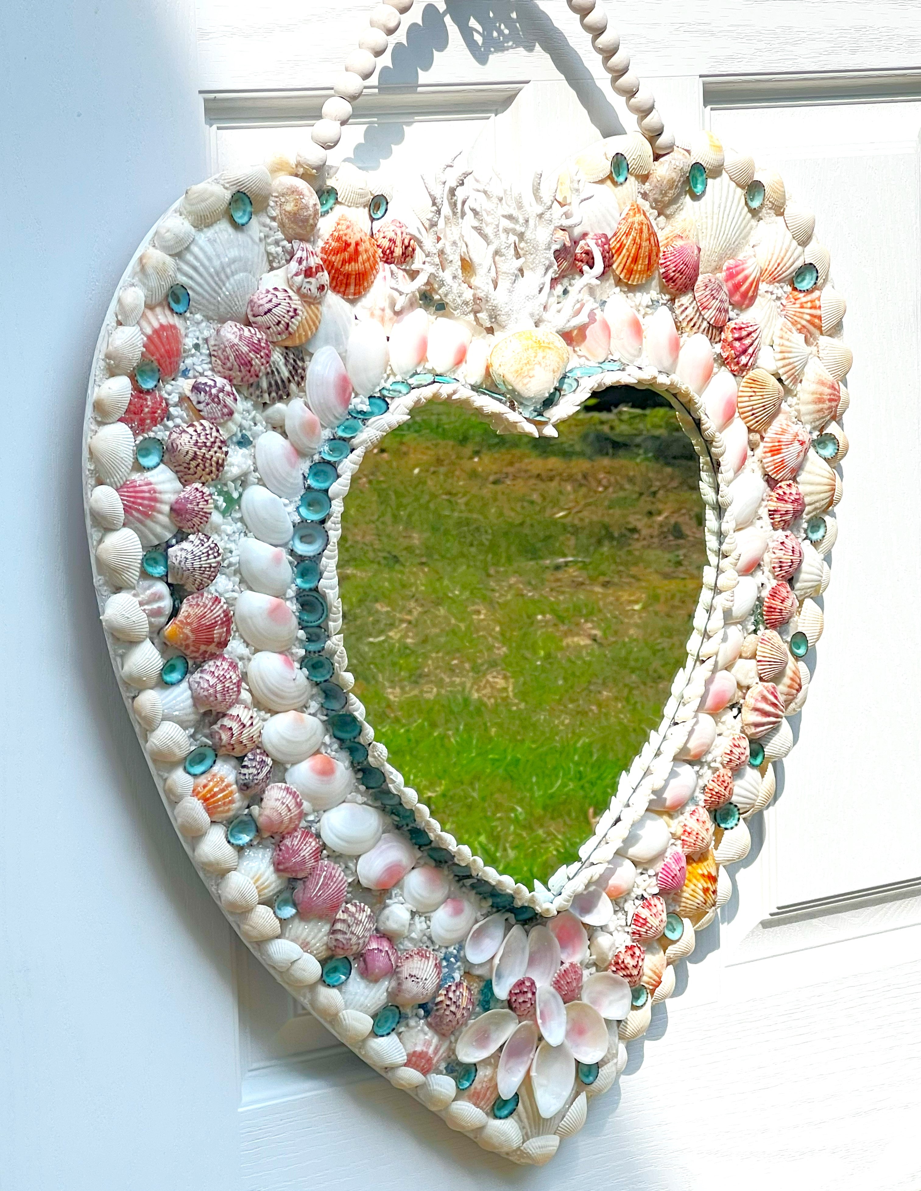 Heart SeaShell Mirror-24" L X 22" W X 12" Heart Mirror