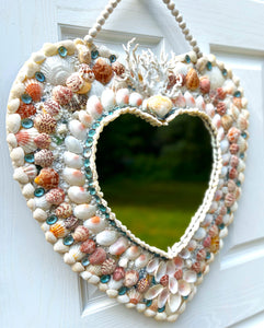 Heart SeaShell Mirror-24" L X 22" W X 12" Heart Mirror