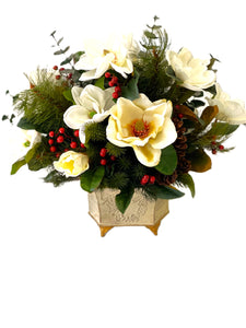 Winter Magnolia Christmas Dream Centerpiece- 22"X22"H