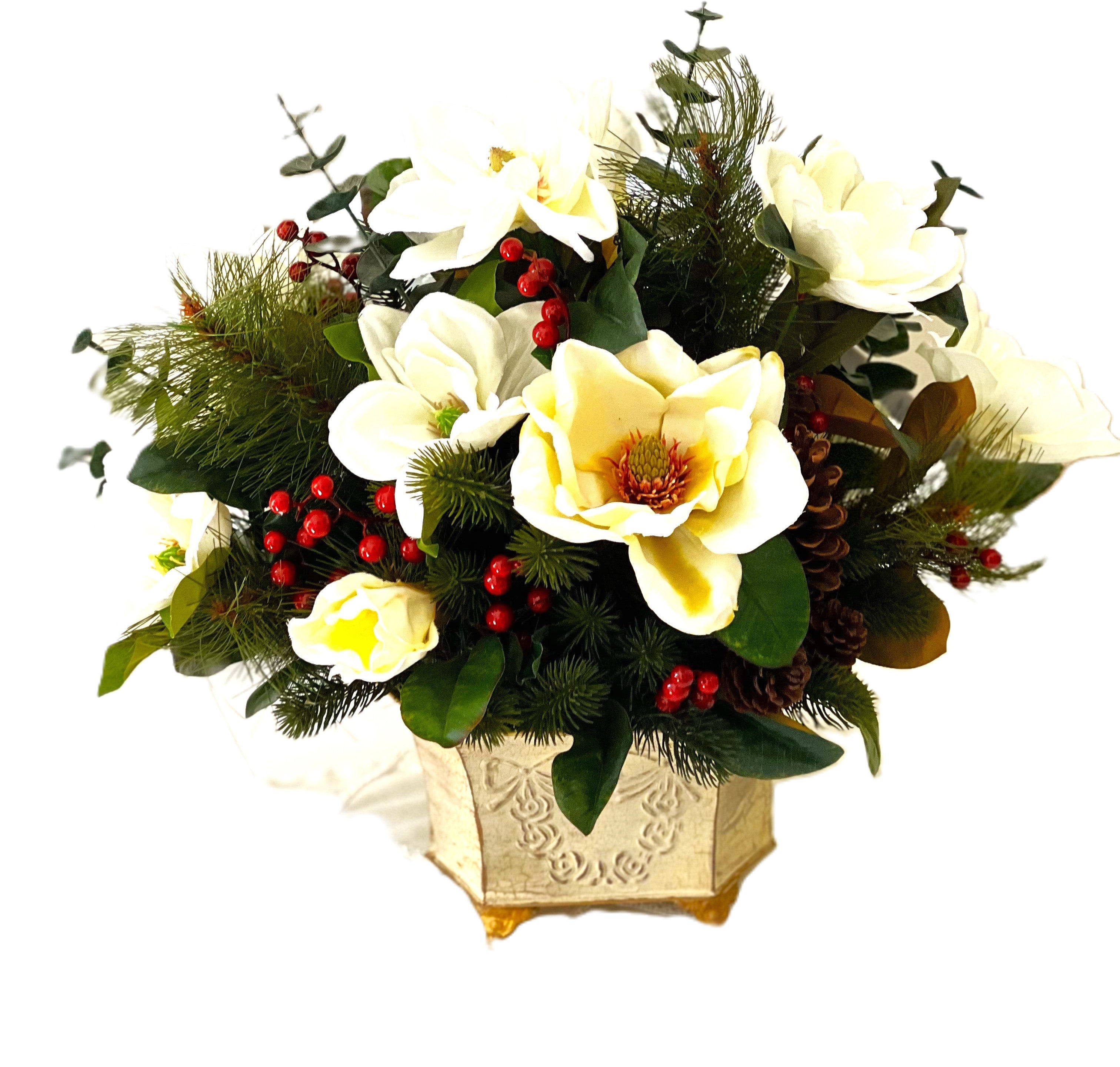 Winter Magnolia Christmas Dream Centerpiece- 22"X22"H