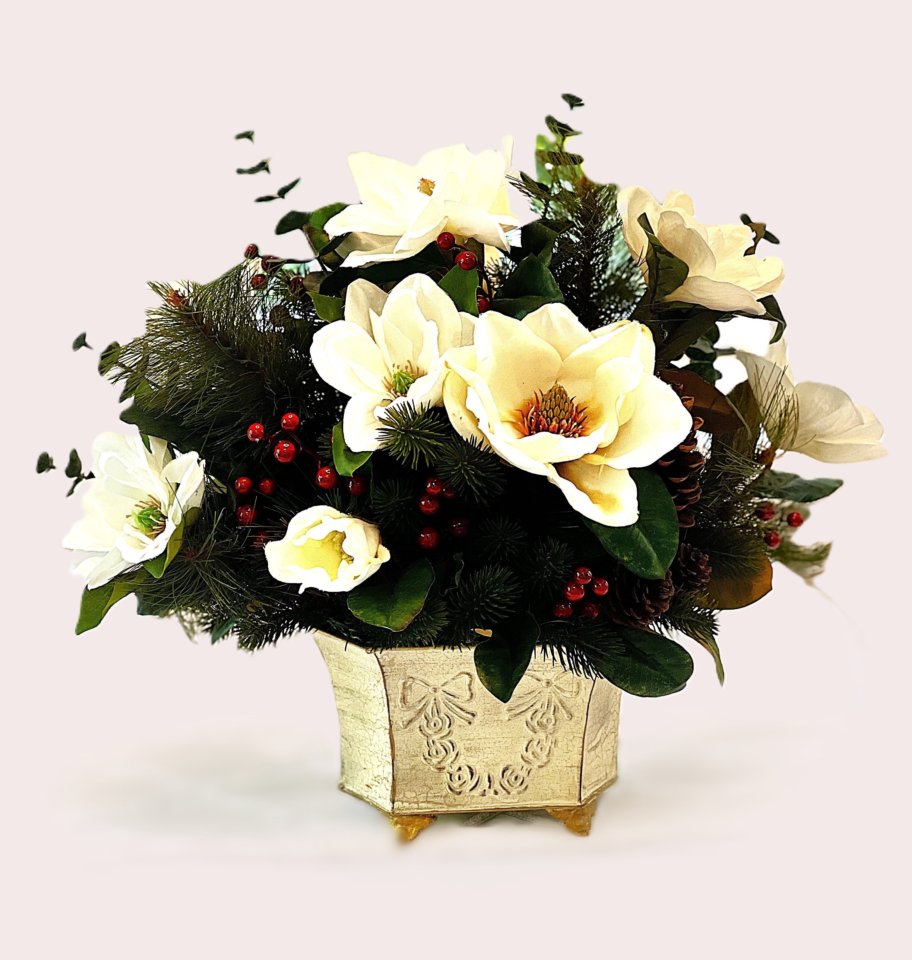 Winter Magnolia Christmas Dream Centerpiece- 22"X22"H