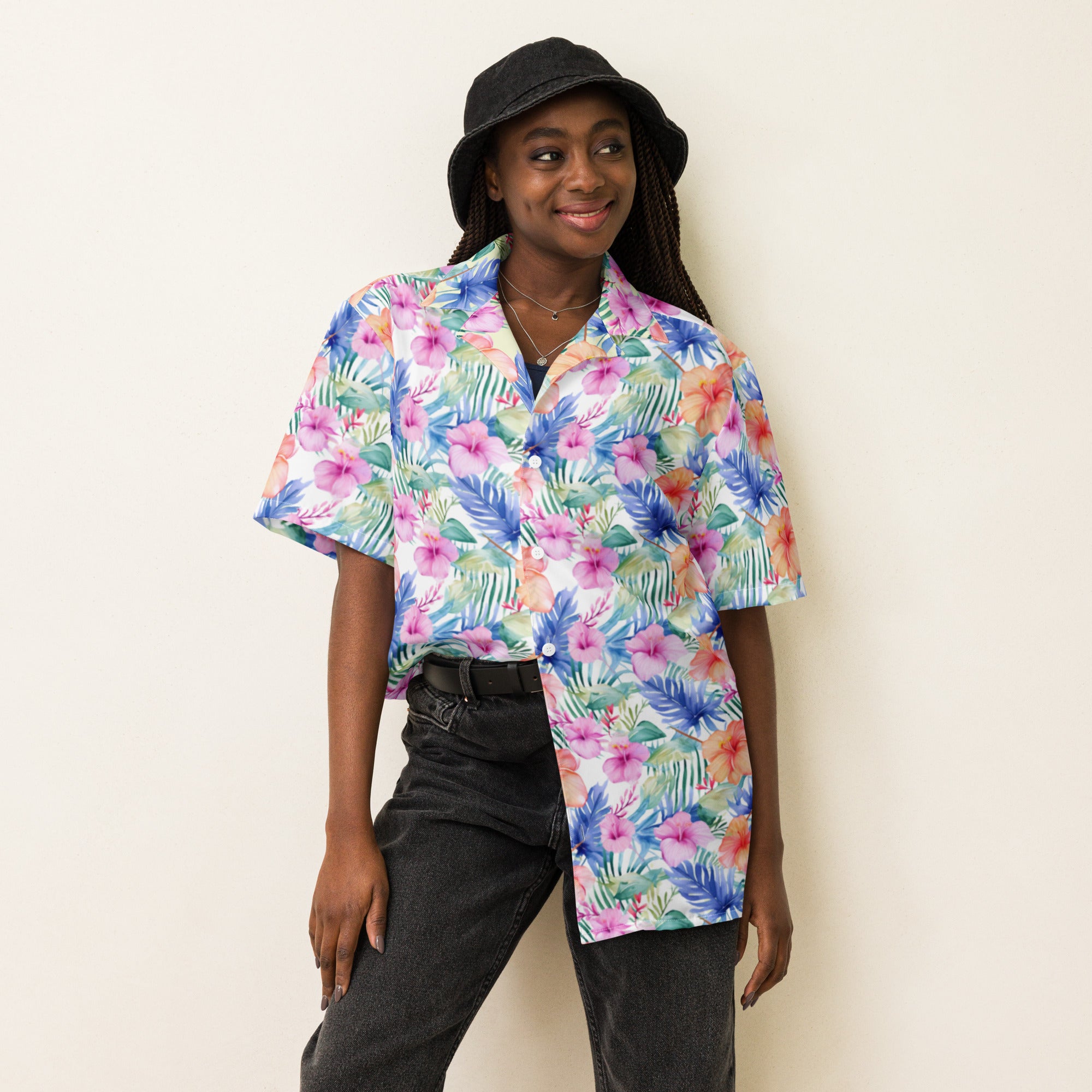 Unisex button shirt. Hawaii Print Shirt  Sizes from Small to 4X