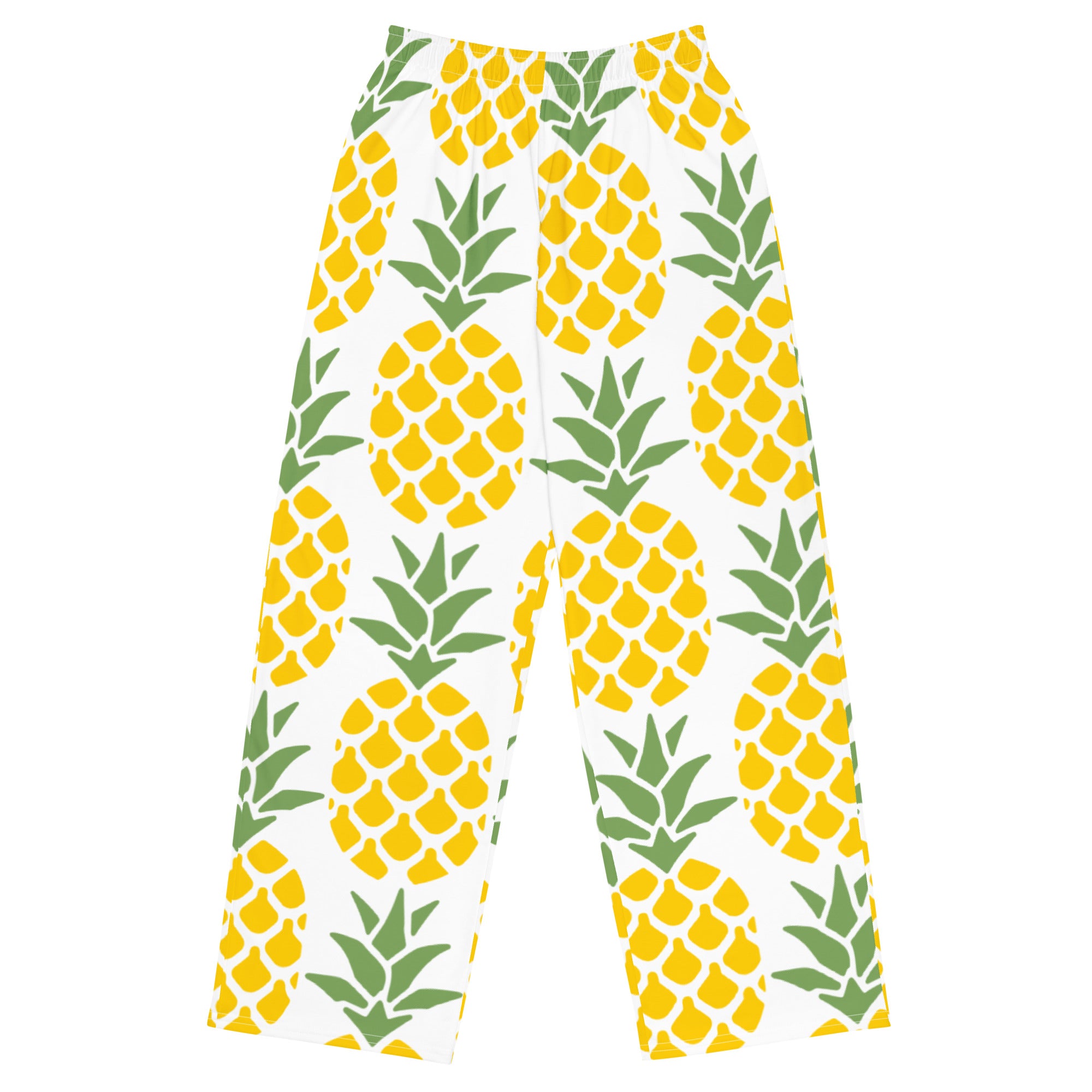 All-over print unisex wide-leg pants, Pineapple pants, Back to School