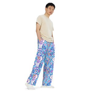 All-over print unisex wide-leg pants Elephant, wide leg, back to school