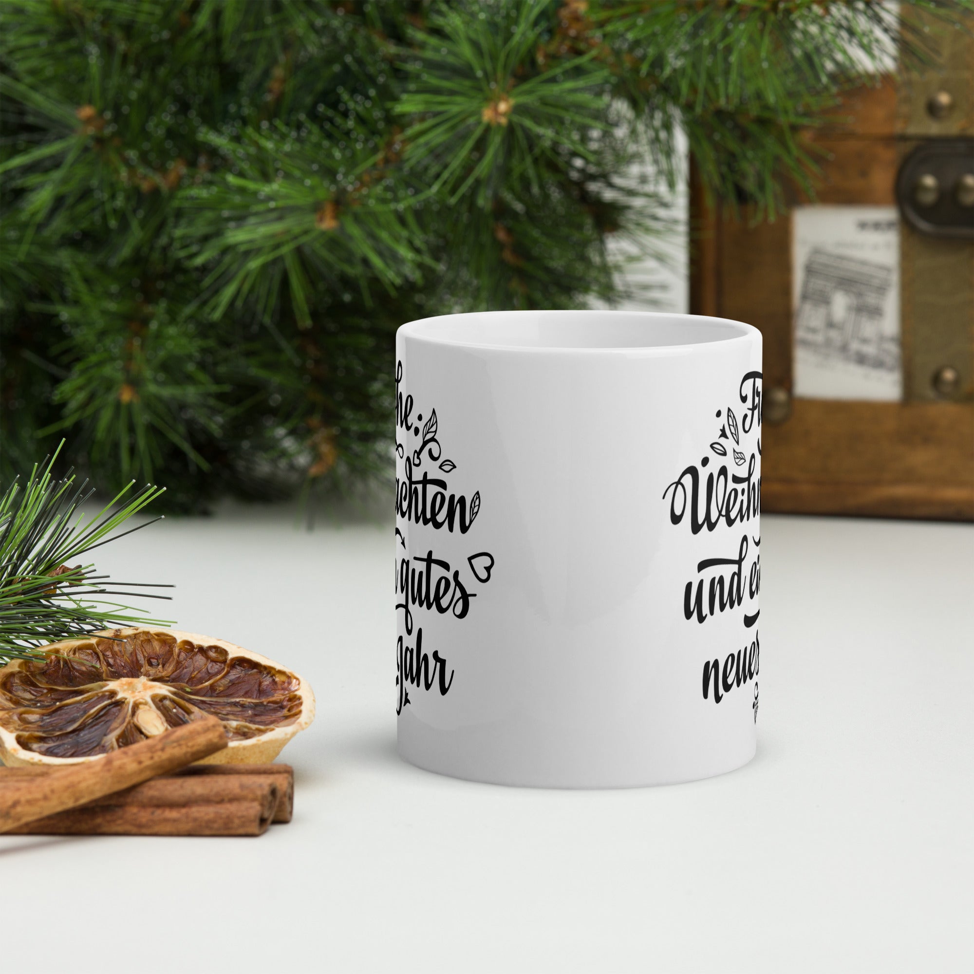 White glossy mug- Christmas Coffee Cup- 11-15-20 OZ