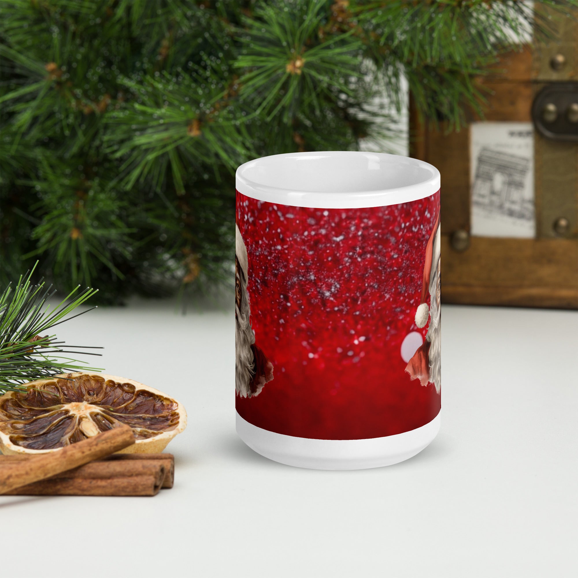 White glossy mug, 11 OZ, 15 OZ, 20 OZ  Christmas Coffee Cup, Santa Cup