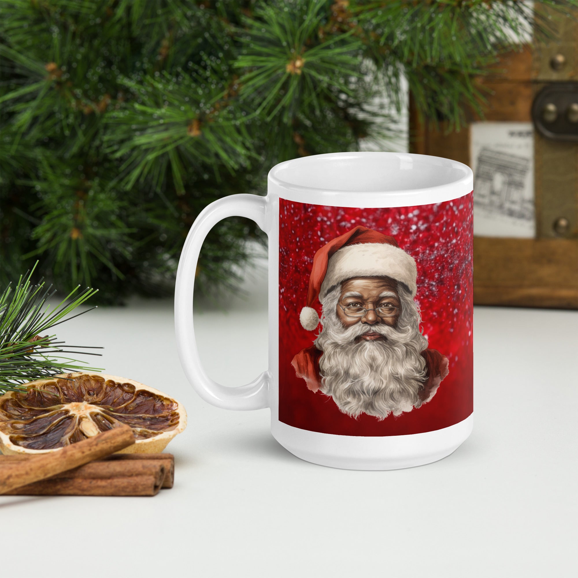 White glossy mug, 11 OZ, 15 OZ, 20 OZ  Christmas Coffee Cup, Santa Cup