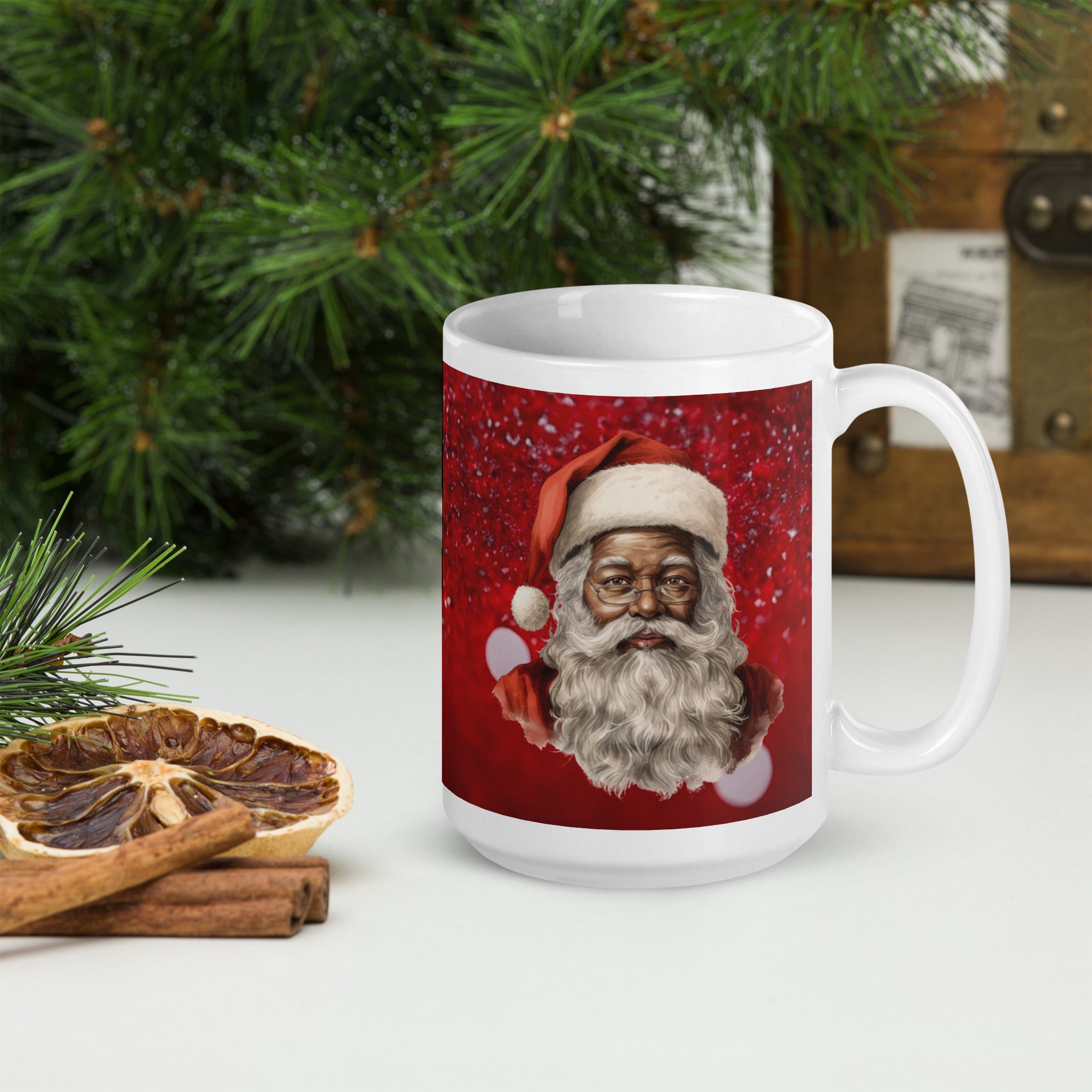 White glossy mug, 11 OZ, 15 OZ, 20 OZ  Christmas Coffee Cup, Santa Cup