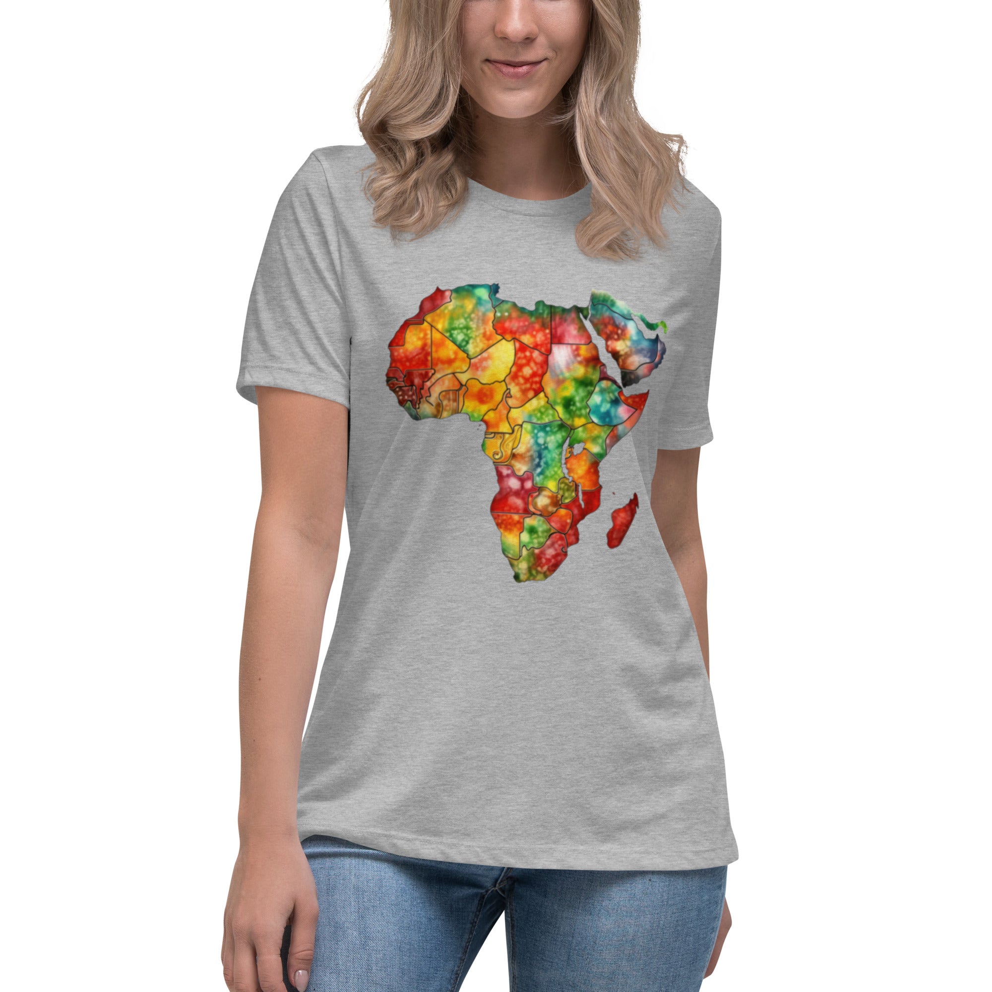 Women's Relaxed T-Shirt, Africa Map, Gift, Back to School.