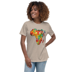 Women's Relaxed T-Shirt, Africa Map, Gift, Back to School.