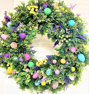 Spring-Summer Wreath -Easter Egg Wreath 25"